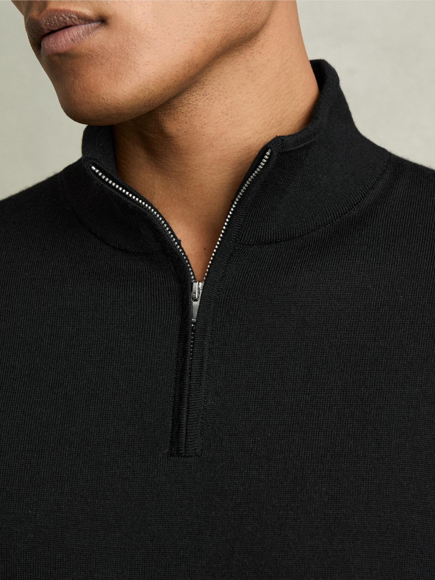 MERINO HALF ZIP SVART