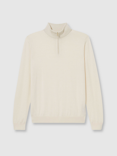 MERINO HALF ZIP BEIGE