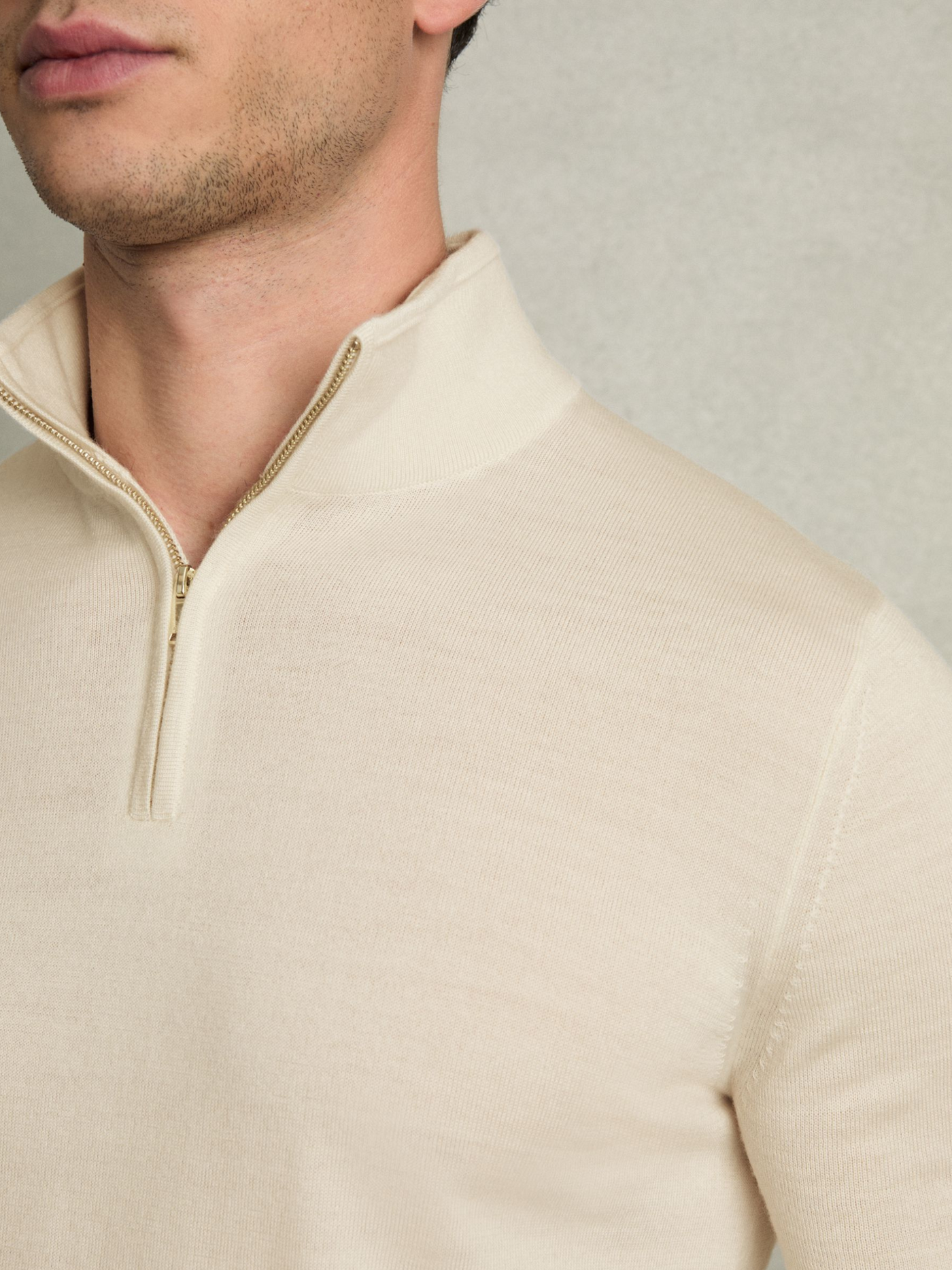 MERINO HALF ZIP BEIGE